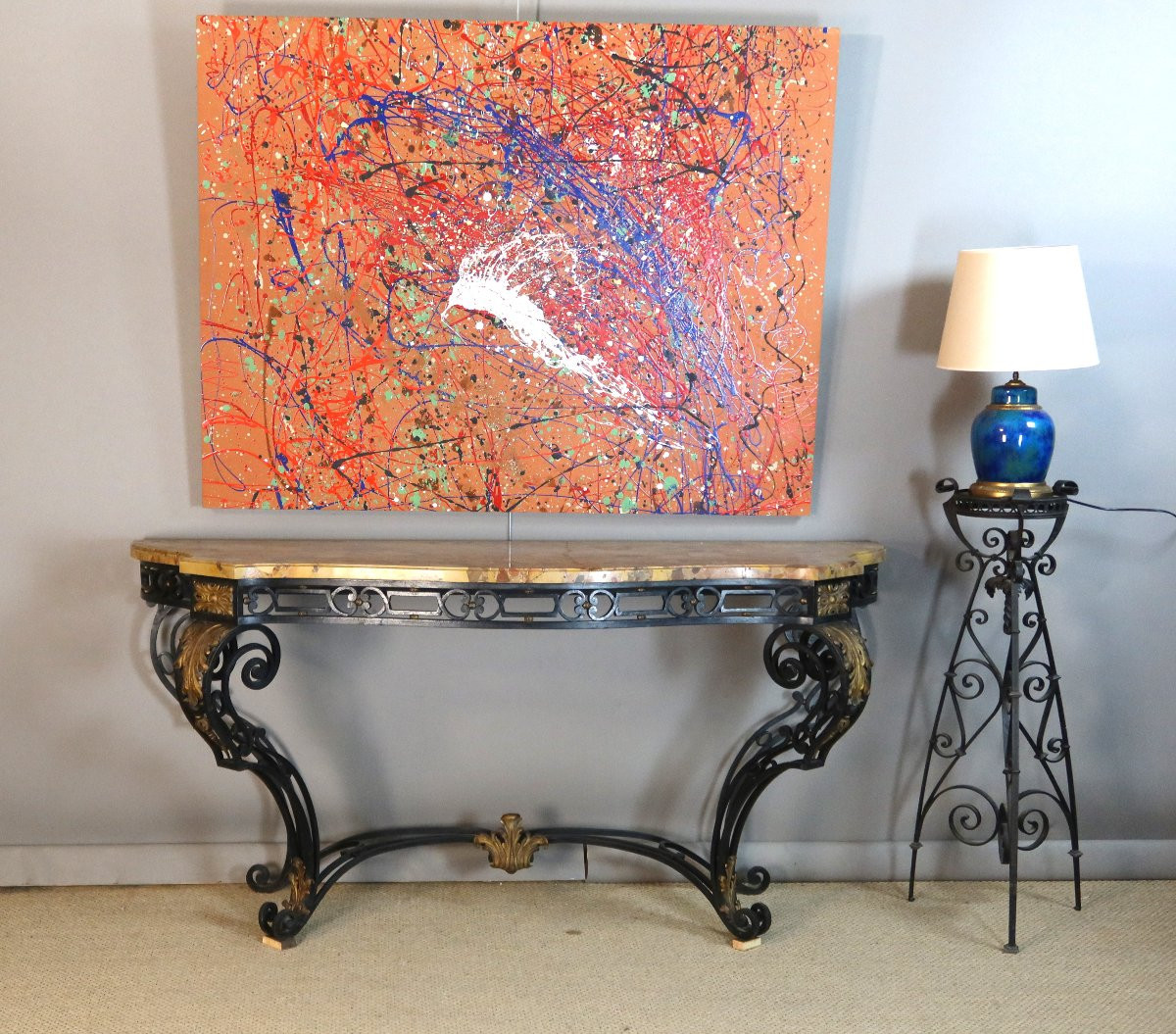 Wrought Iron Sellette 20th Century-photo-3