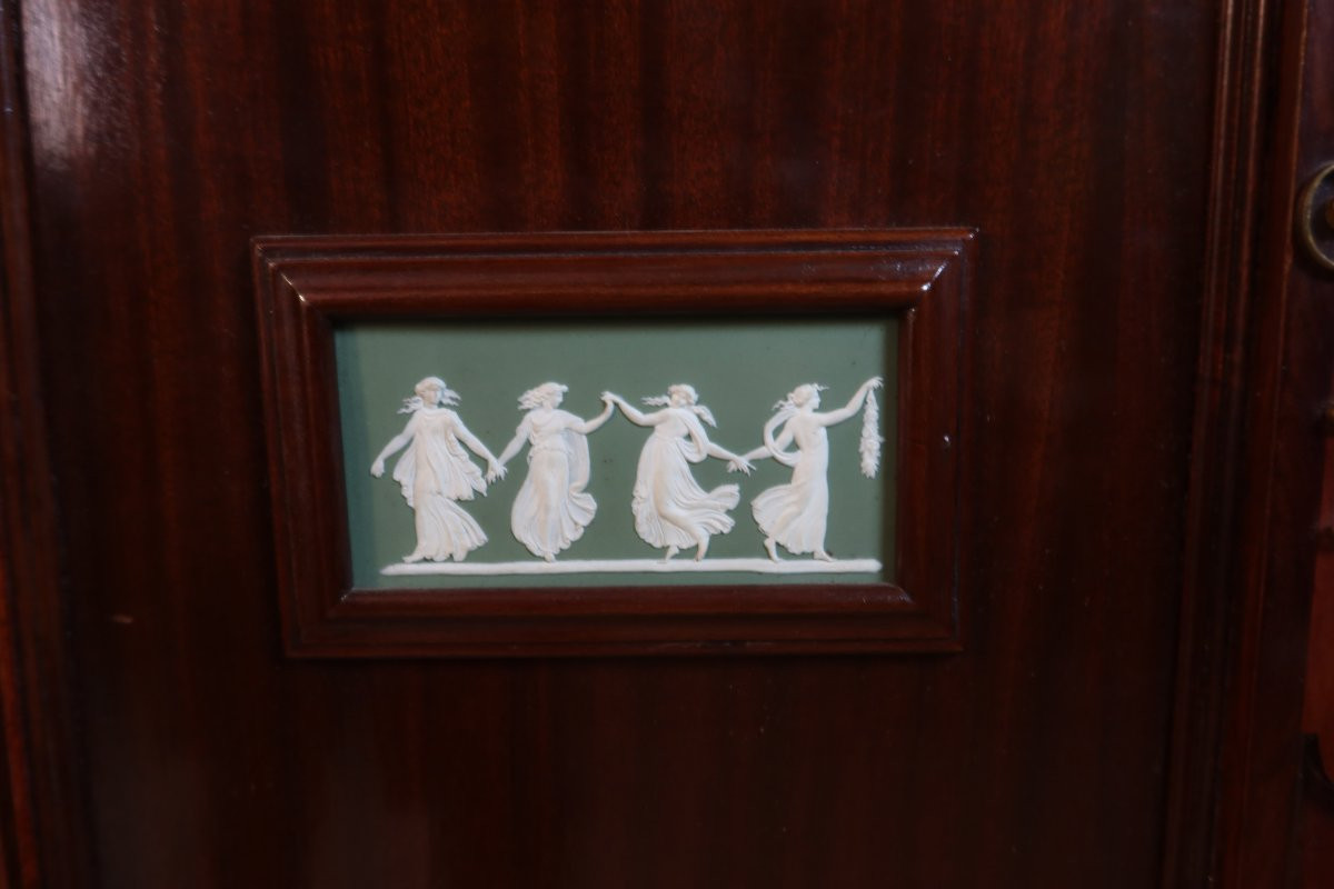 Paire de grandes sellettes à portes en acajou XIXème siècle-photo-4
