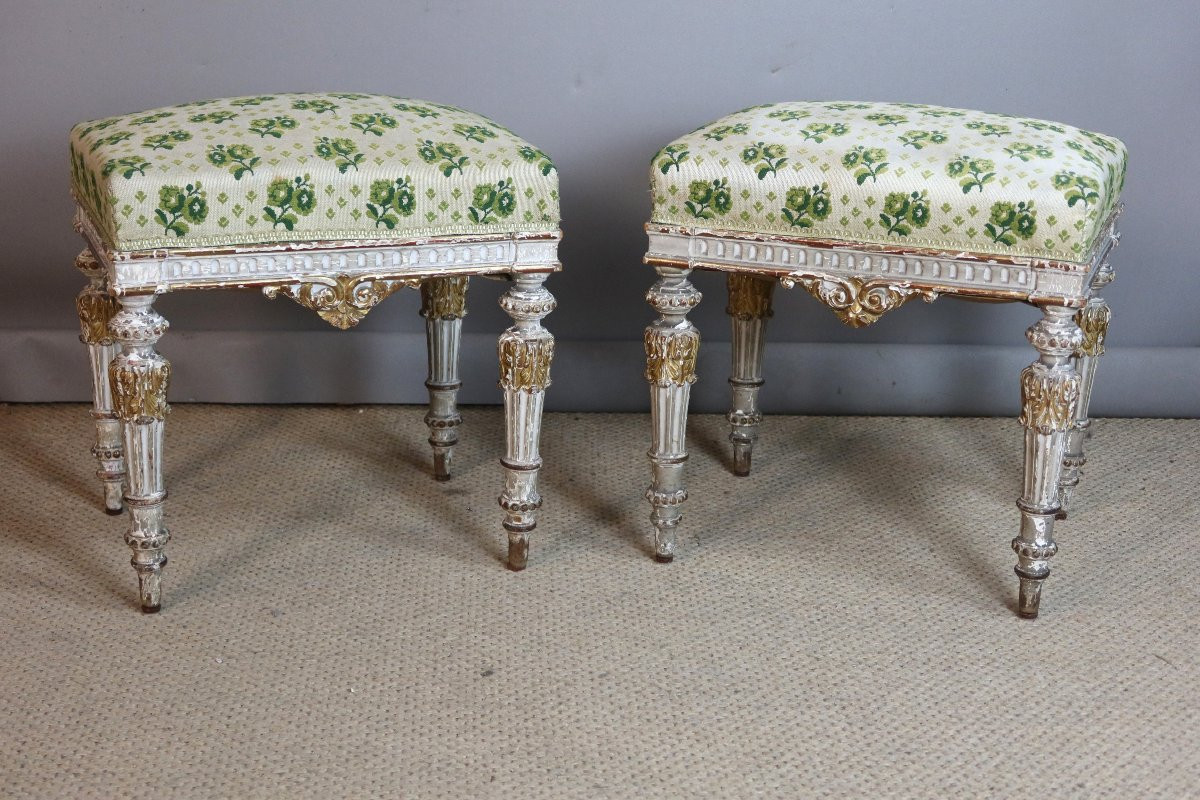 Pair Of Louis XVI Stools, 19th Century-photo-4