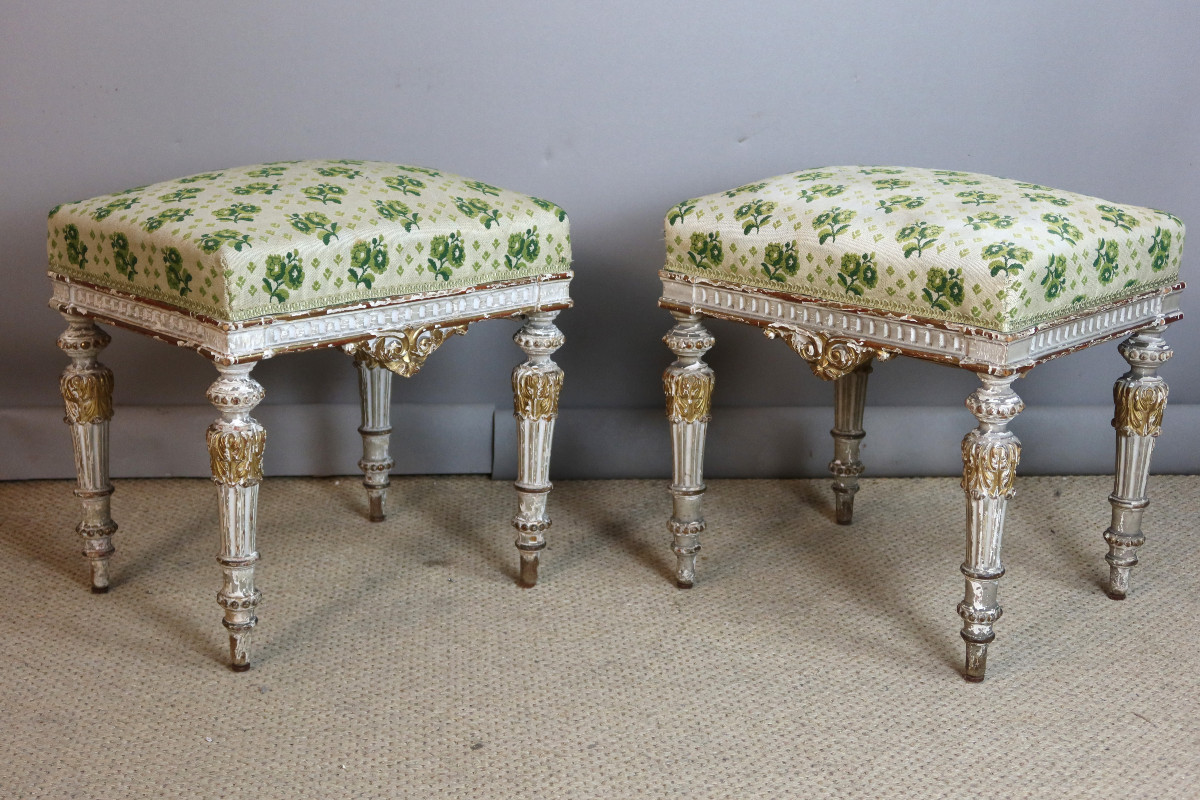 Pair Of Louis XVI Stools, 19th Century