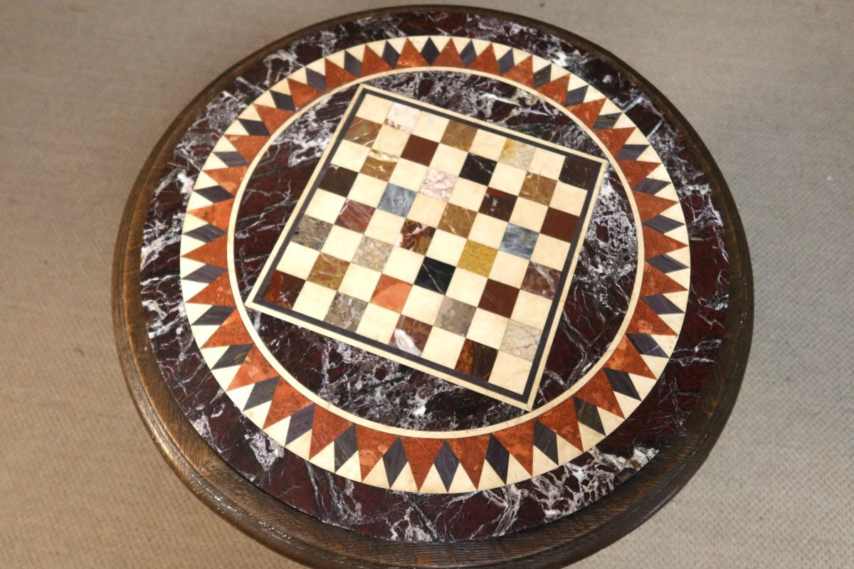 Guéridon plateau marqueterie de marbre-photo-1