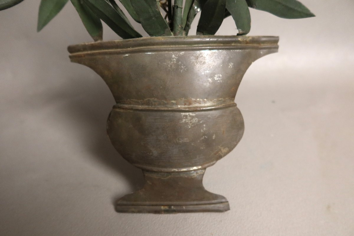 Pair Of Sconces In Painted Sheet Metal, Decorated With Olive Branches-photo-3