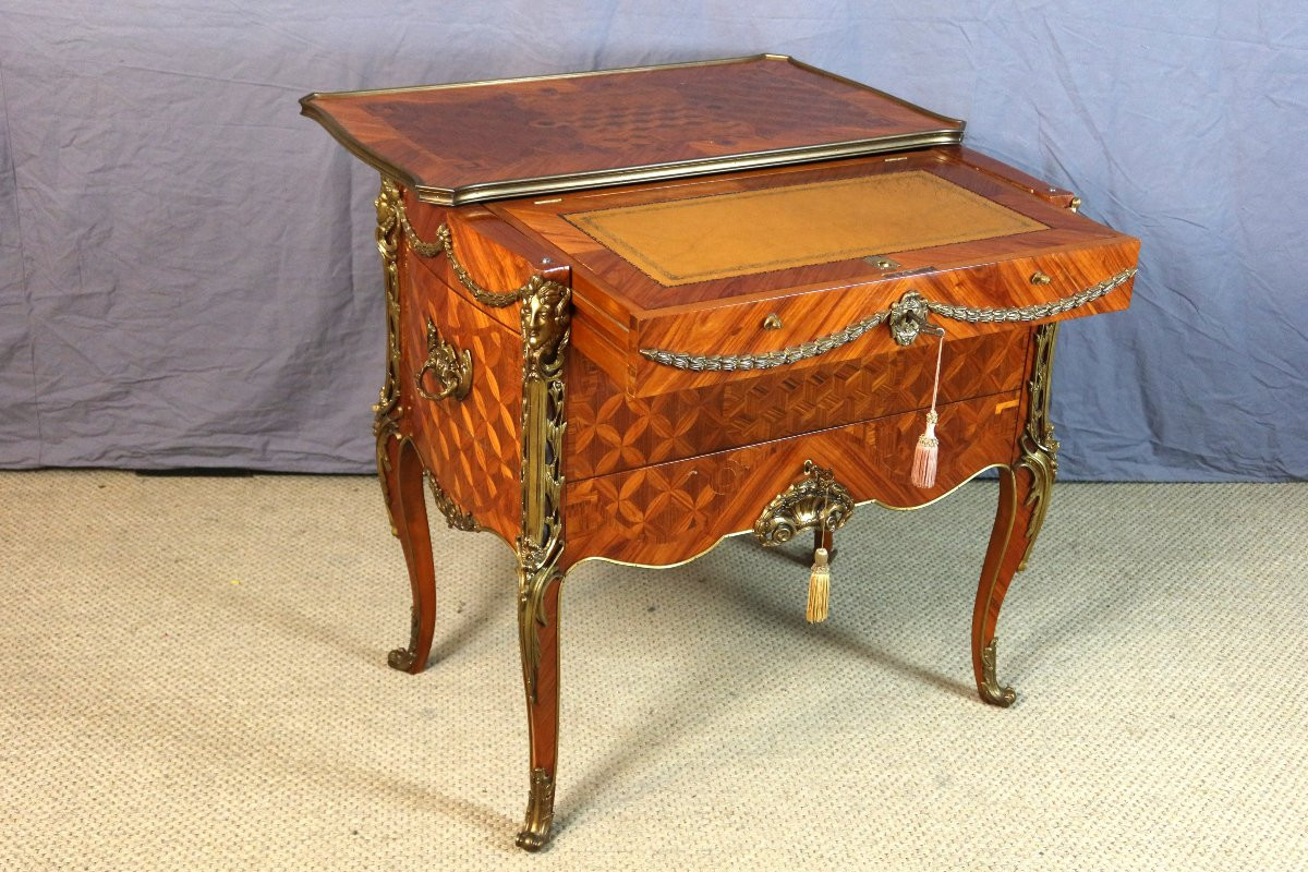 Commode à combinaison formant coiffeuse d'après un modèle de Jean-François Leleu -photo-2