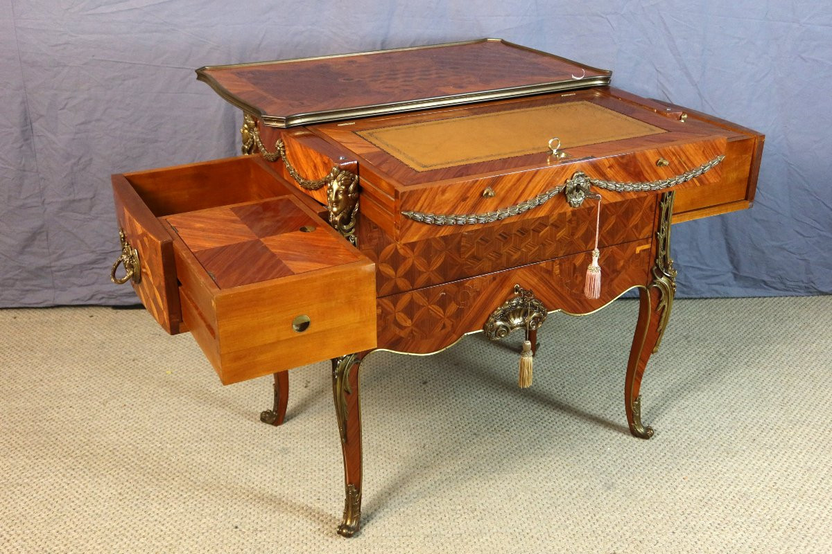 Commode à combinaison formant coiffeuse d'après un modèle de Jean-François Leleu -photo-4