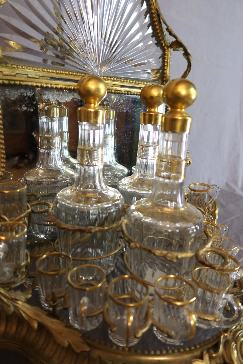 Cave à liqueurs en cristal et bronze doré XIXème siècle-photo-3