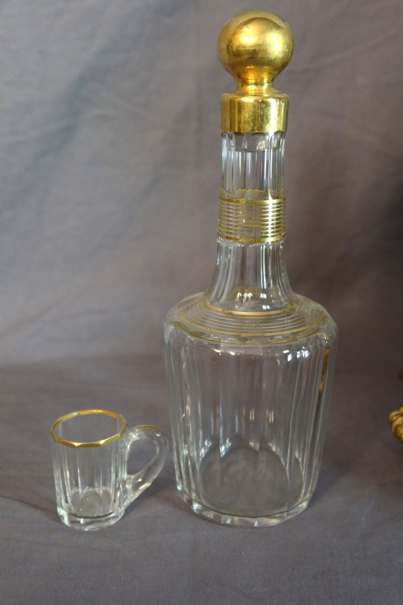 Cave à liqueurs en cristal et bronze doré XIXème siècle-photo-7