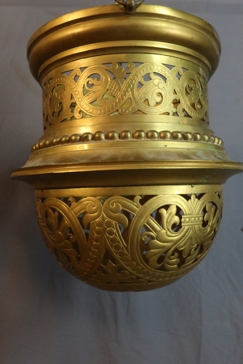 Paire de grandes lanternes en bronze XIX-photo-8