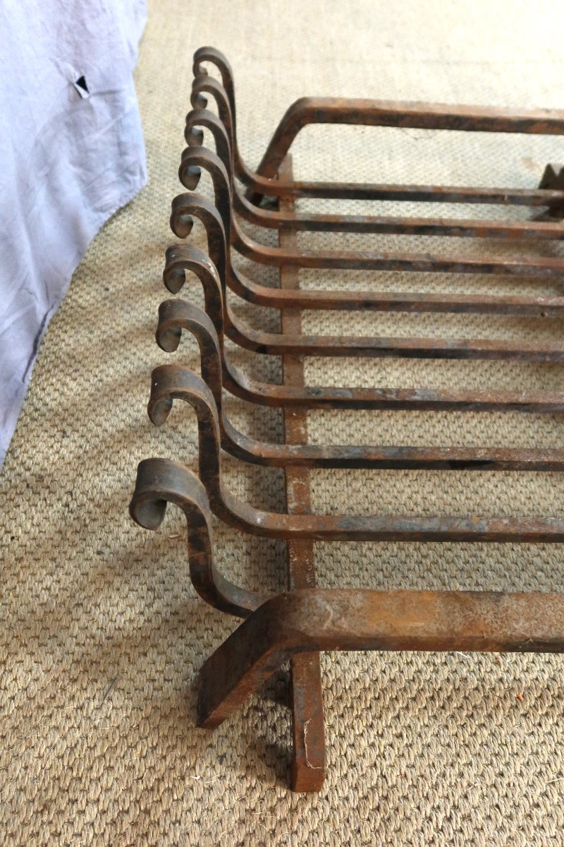 Large Landiers And Fireplace Grate 19th Century-photo-1