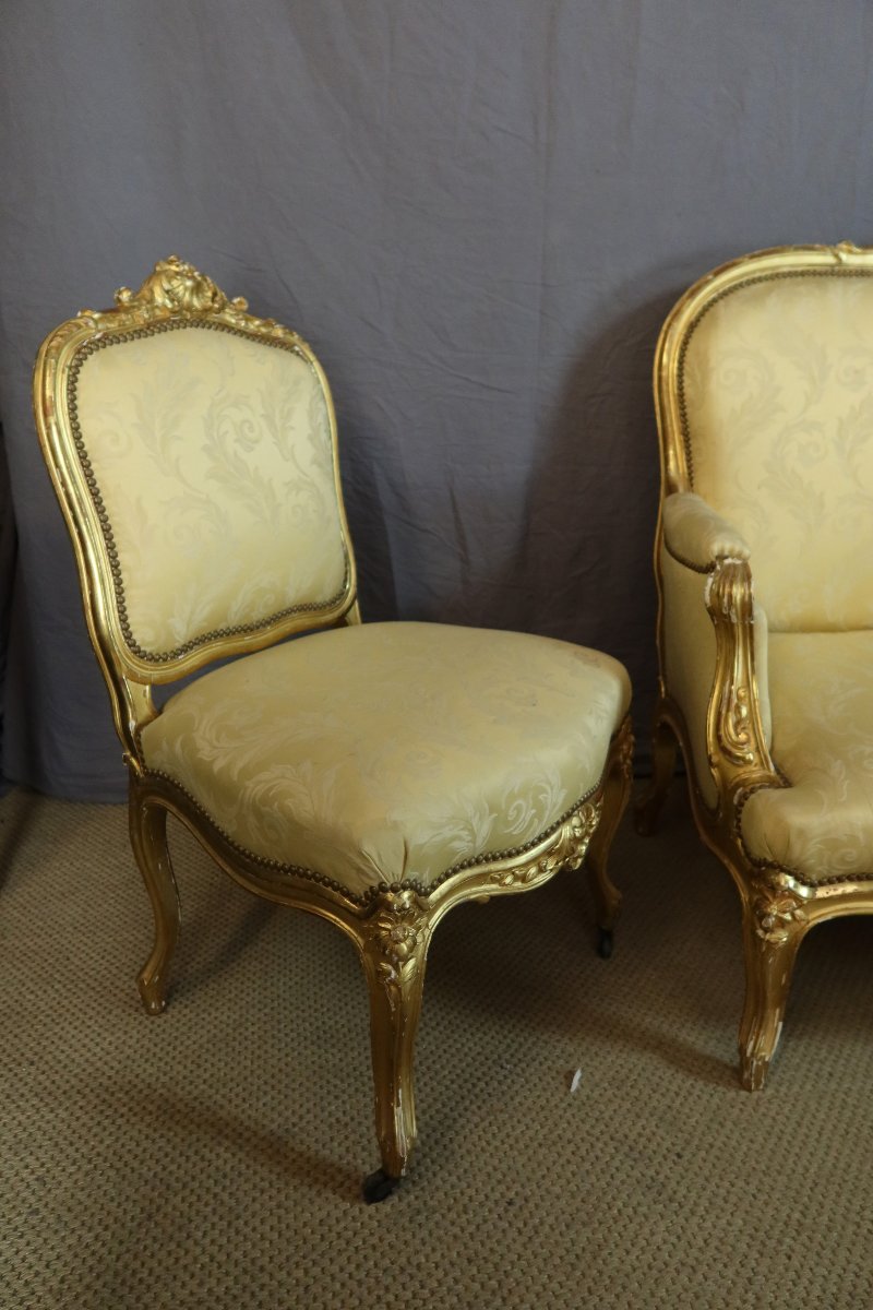 salon Napoléon III en bois doré-photo-2