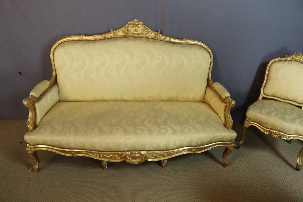 salon Napoléon III en bois doré-photo-3
