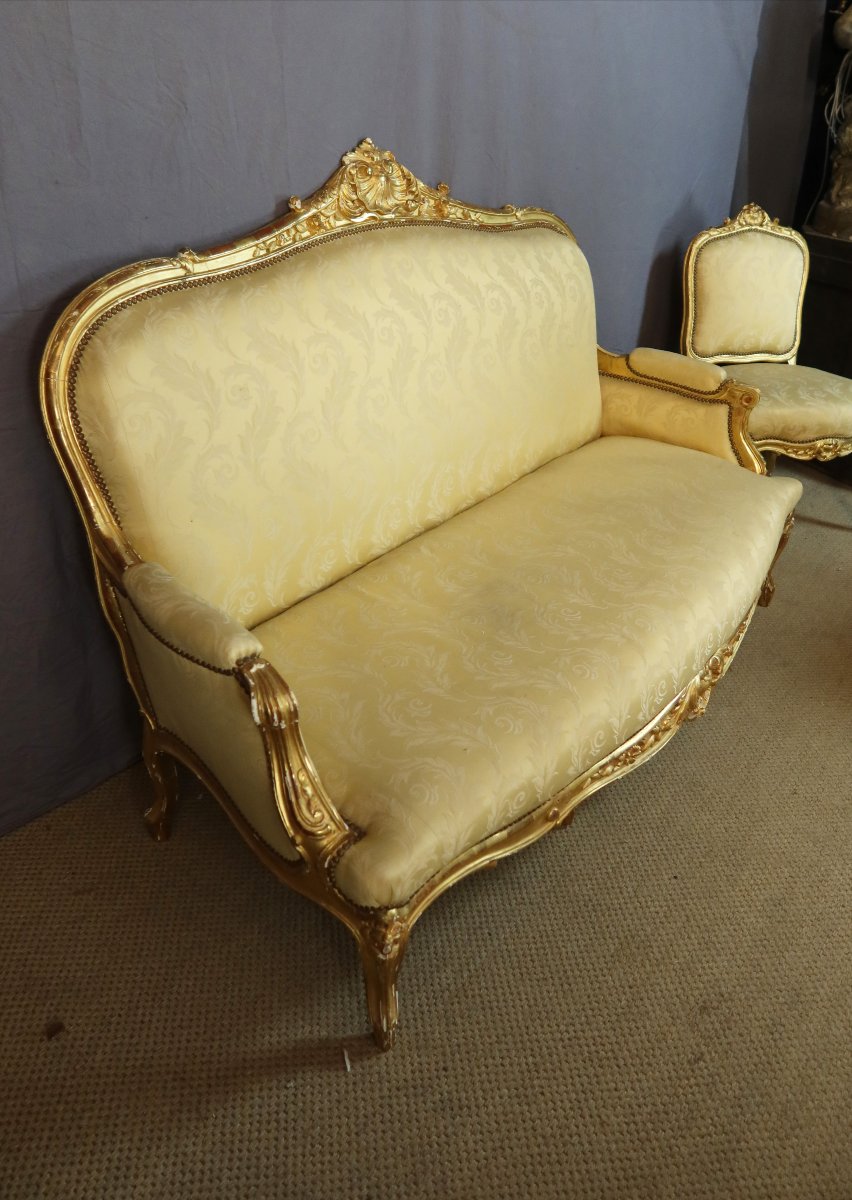 salon Napoléon III en bois doré-photo-4