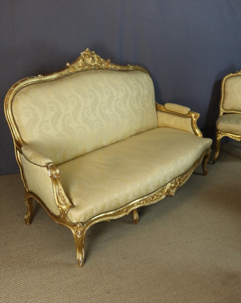 salon Napoléon III en bois doré-photo-4