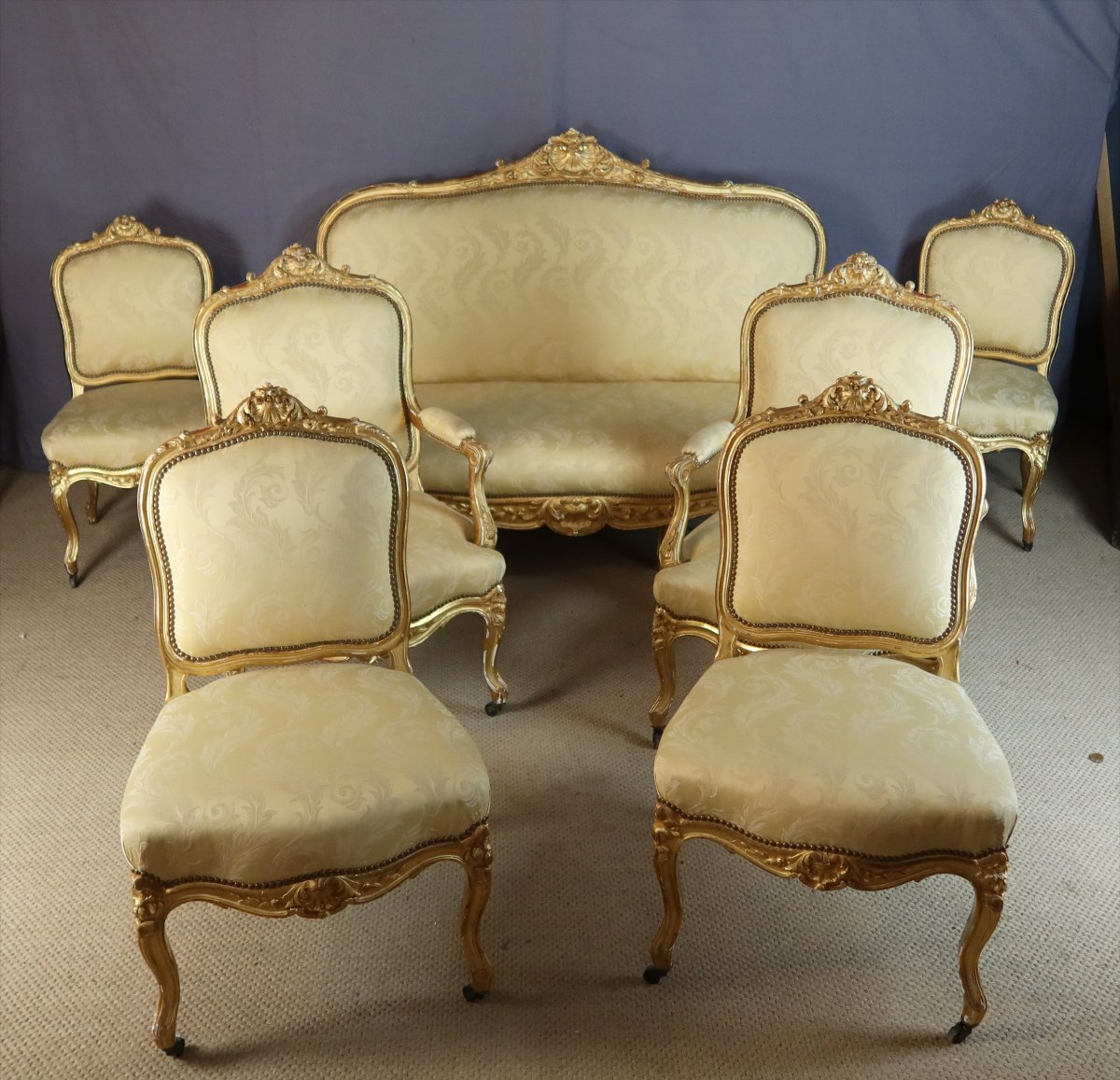 salon Napoléon III en bois doré