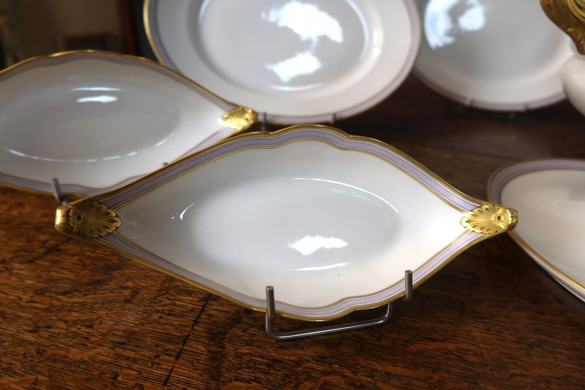112-piece Porcelain Dinner Service Hache Et Pépin Lehalleur 19th Century-photo-2