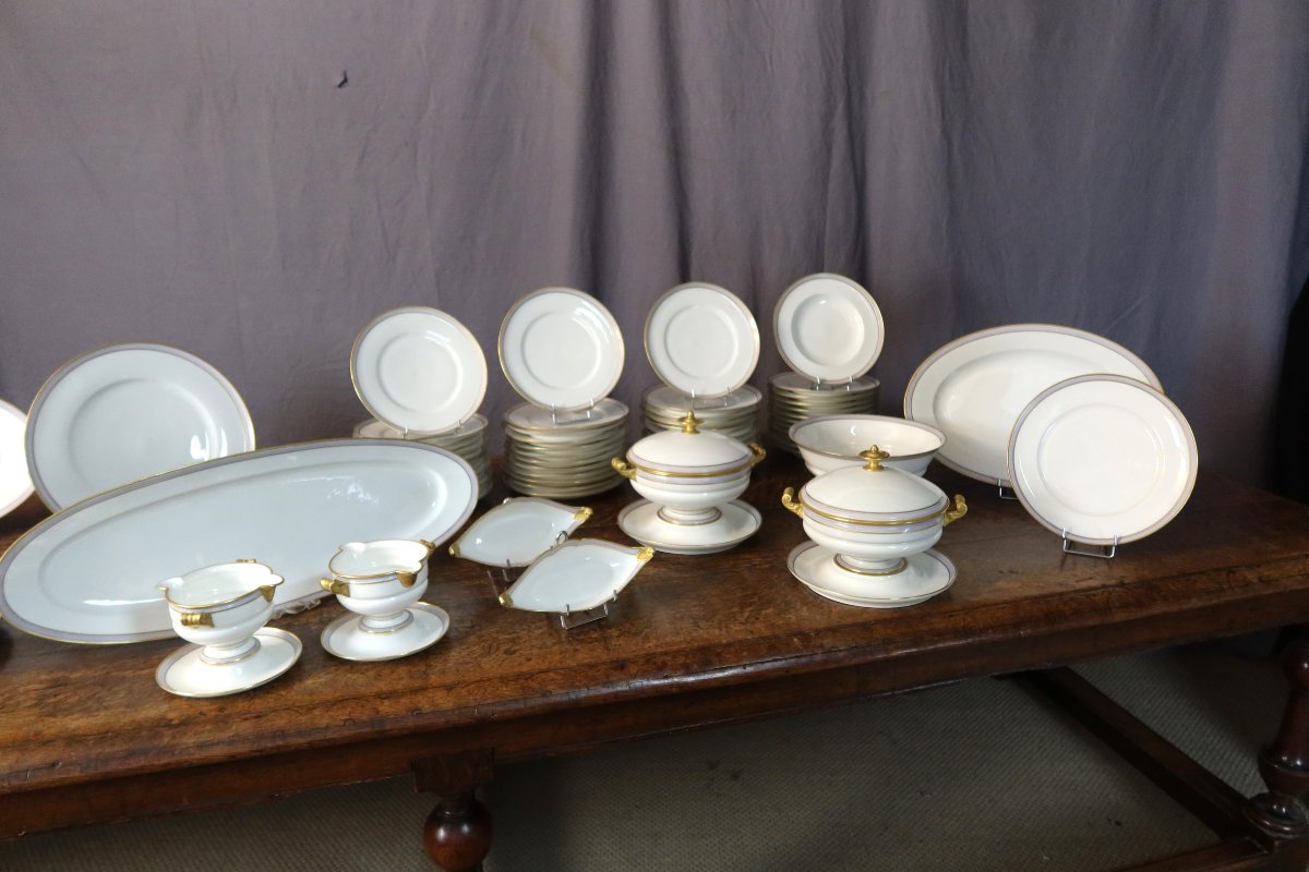 112-piece Porcelain Dinner Service Hache Et Pépin Lehalleur 19th Century-photo-3