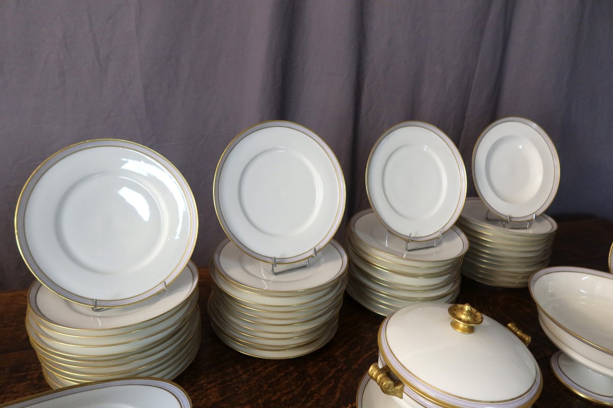 112-piece Porcelain Dinner Service Hache Et Pépin Lehalleur 19th Century-photo-4