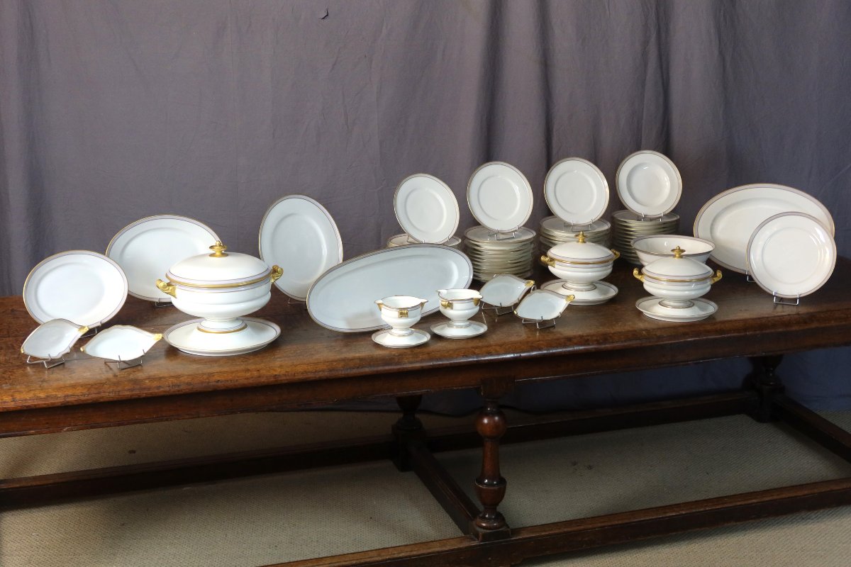 112-piece Porcelain Dinner Service Hache Et Pépin Lehalleur 19th Century-photo-2