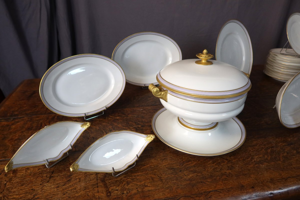 112-piece Porcelain Dinner Service Hache Et Pépin Lehalleur 19th Century-photo-3