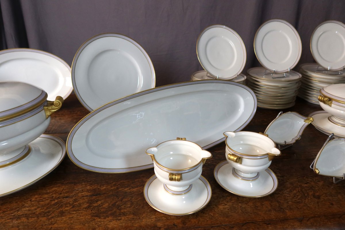 112-piece Porcelain Dinner Service Hache Et Pépin Lehalleur 19th Century-photo-4