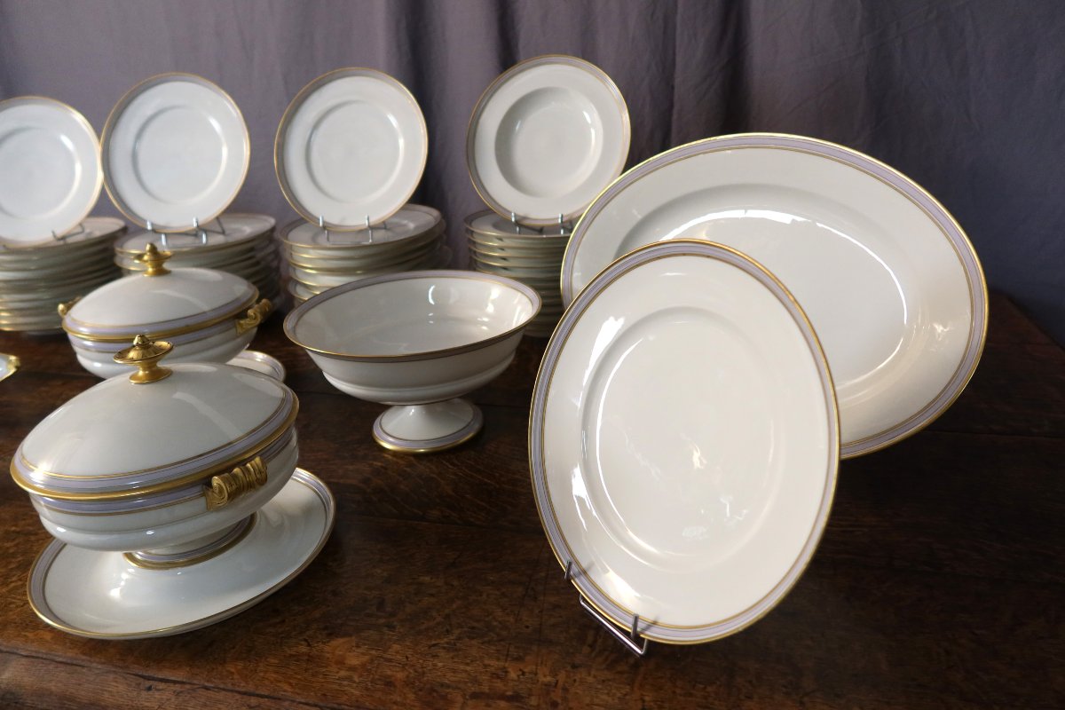 112-piece Porcelain Dinner Service Hache Et Pépin Lehalleur 19th Century-photo-5