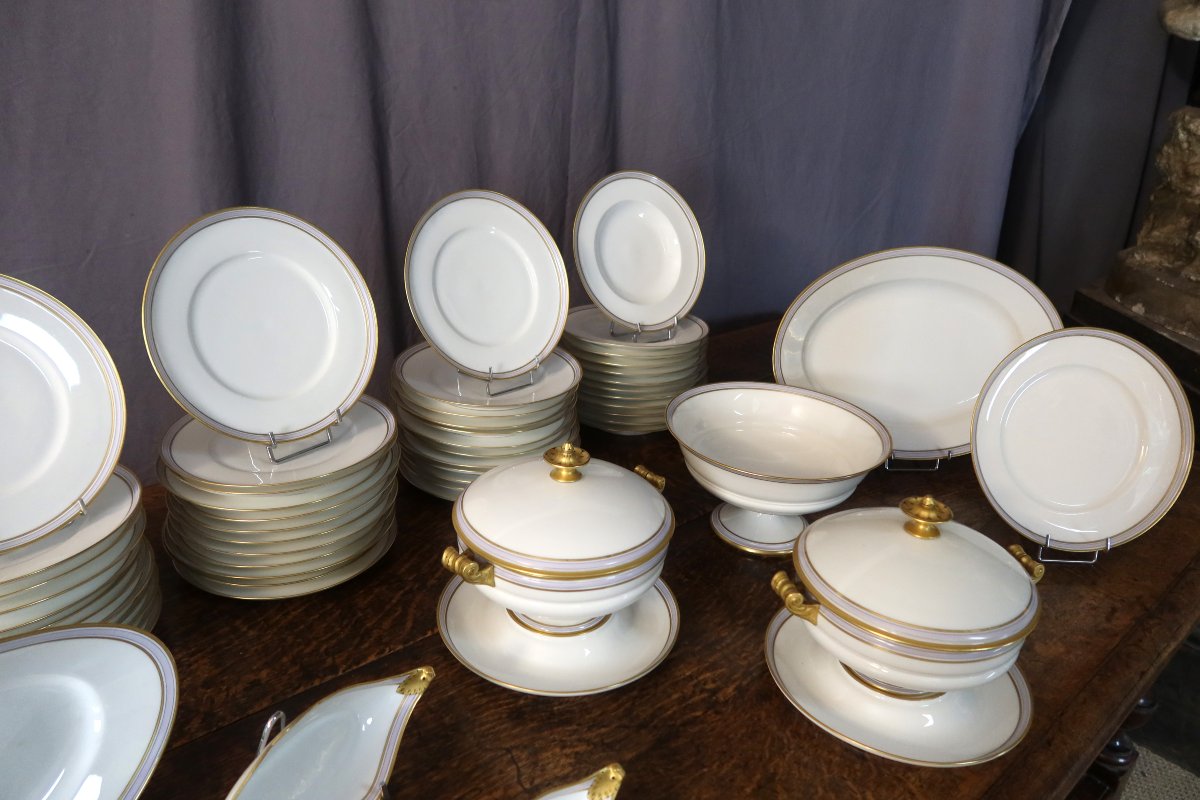 112-piece Porcelain Dinner Service Hache Et Pépin Lehalleur 19th Century-photo-6