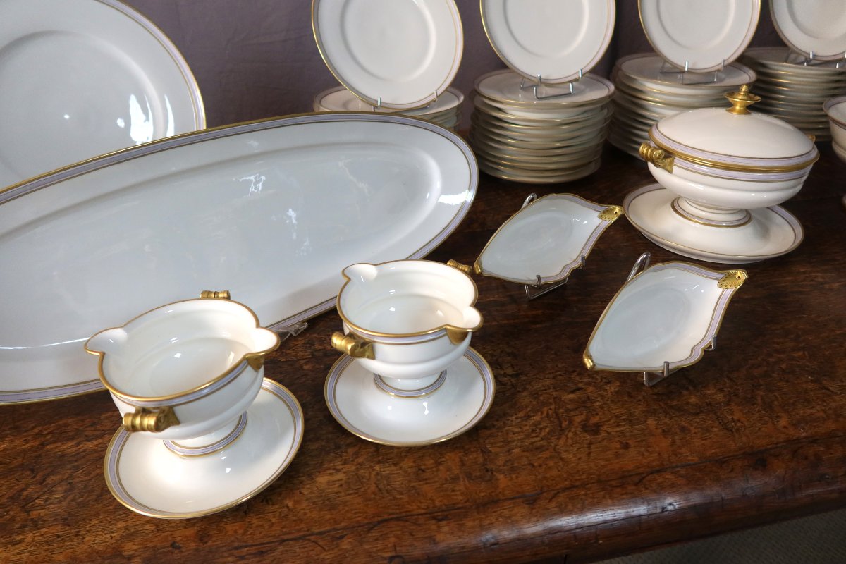 112-piece Porcelain Dinner Service Hache Et Pépin Lehalleur 19th Century-photo-7