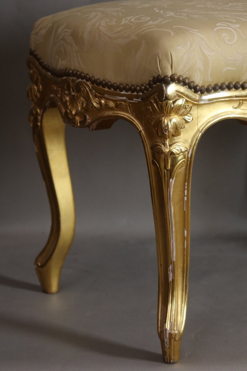 Gilded Wooden Stool-photo-1