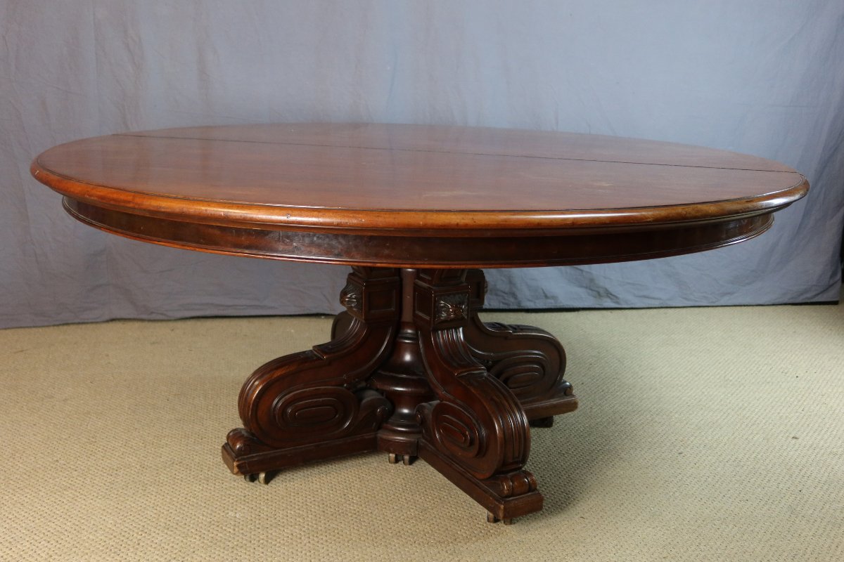 Grande table à allonges estampillée Jeanselme-photo-4