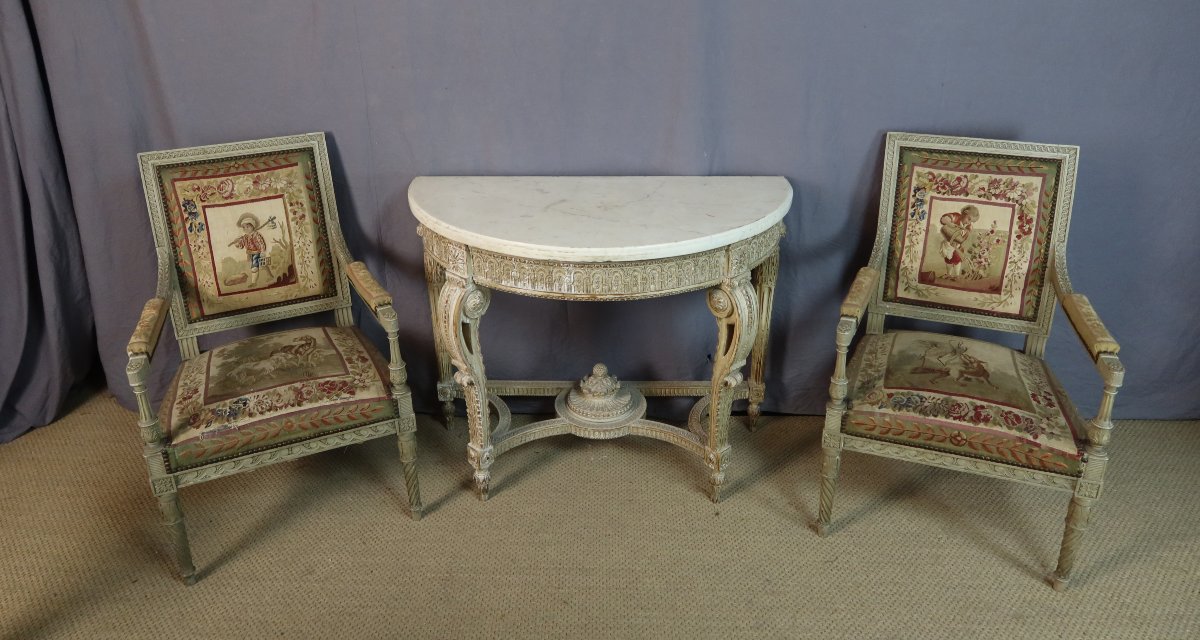 20th-century Wooden Console Table-photo-7