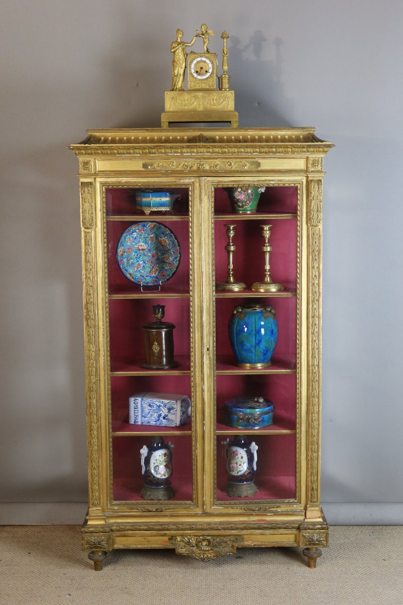 Late 19th-century Gilded Wooden Display Case-photo-2