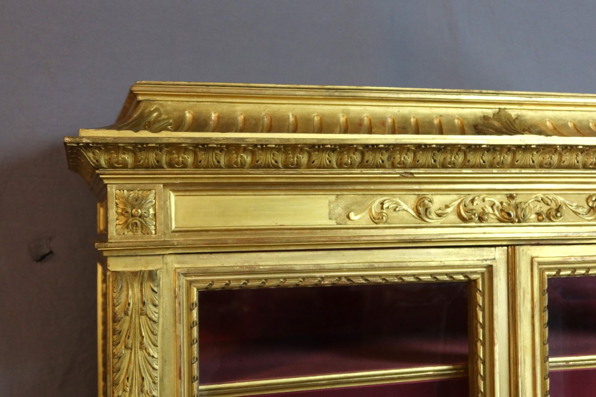Late 19th-century Gilded Wooden Display Case-photo-3