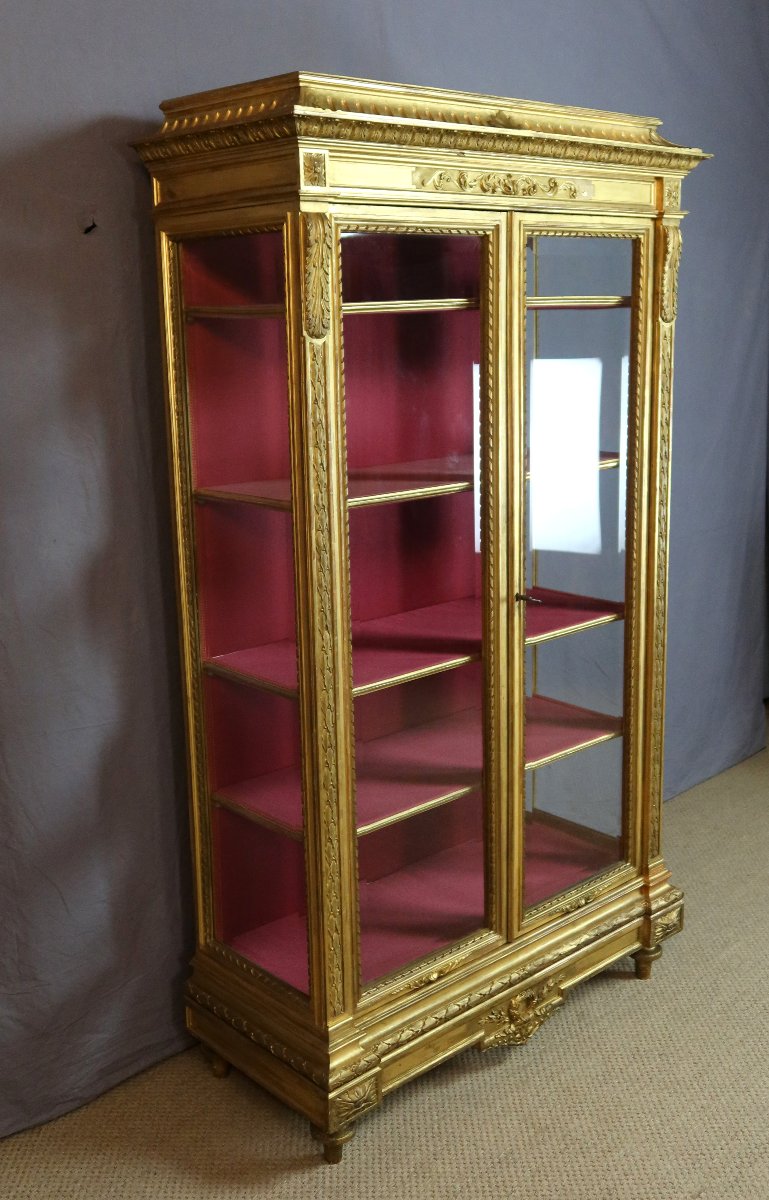 Late 19th-century Gilded Wooden Display Case-photo-2