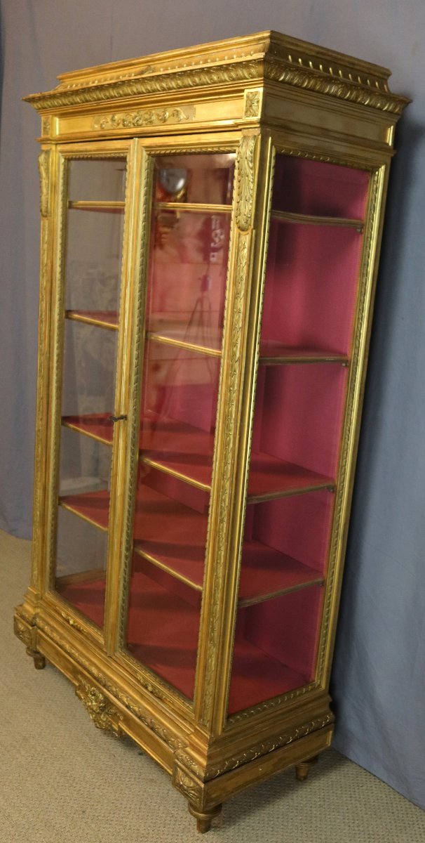 Late 19th-century Gilded Wooden Display Case-photo-3