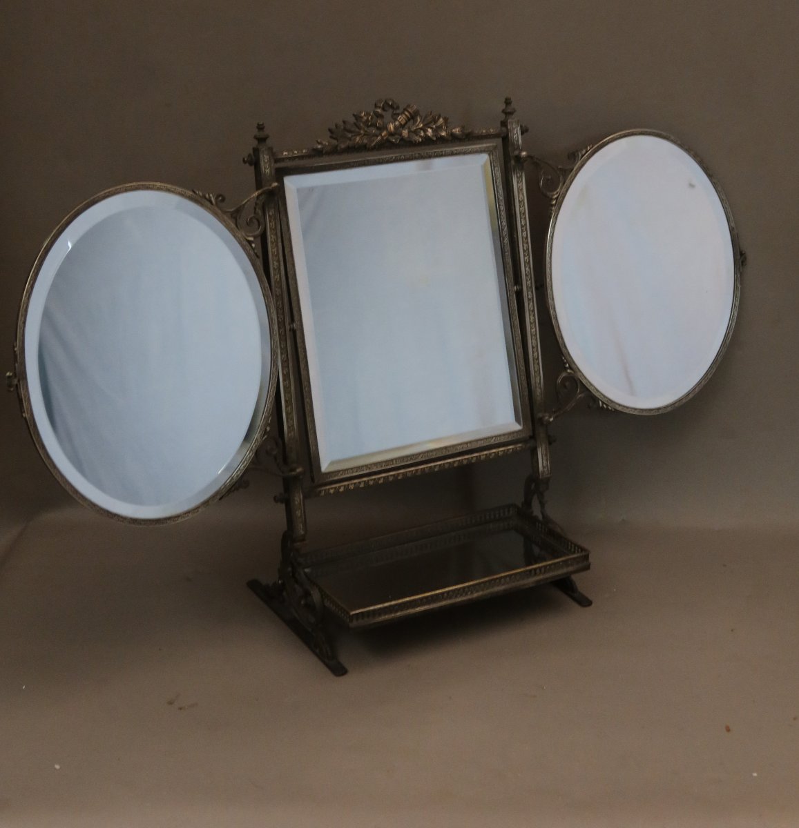 Silver-plated Metal Triptych Mirror 
