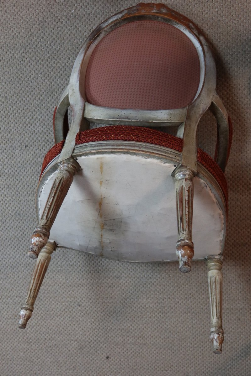 Pair Of Louis XVI Armchairs Made Of Lacquered Wood-photo-7