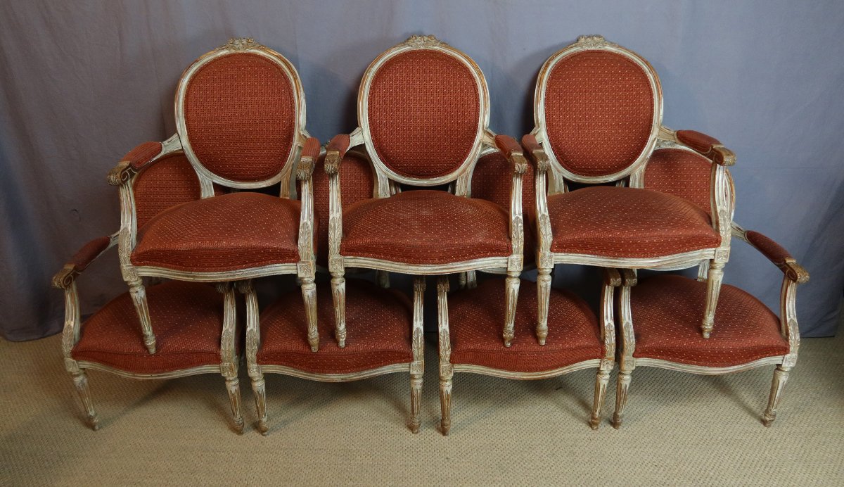 série de 7 fauteuils Louis XVI -photo-2