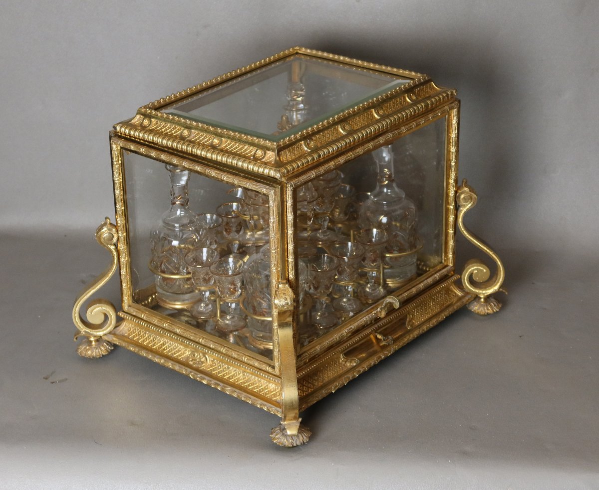 19th-century Gilded Bronze Liquor Cabinet-photo-5