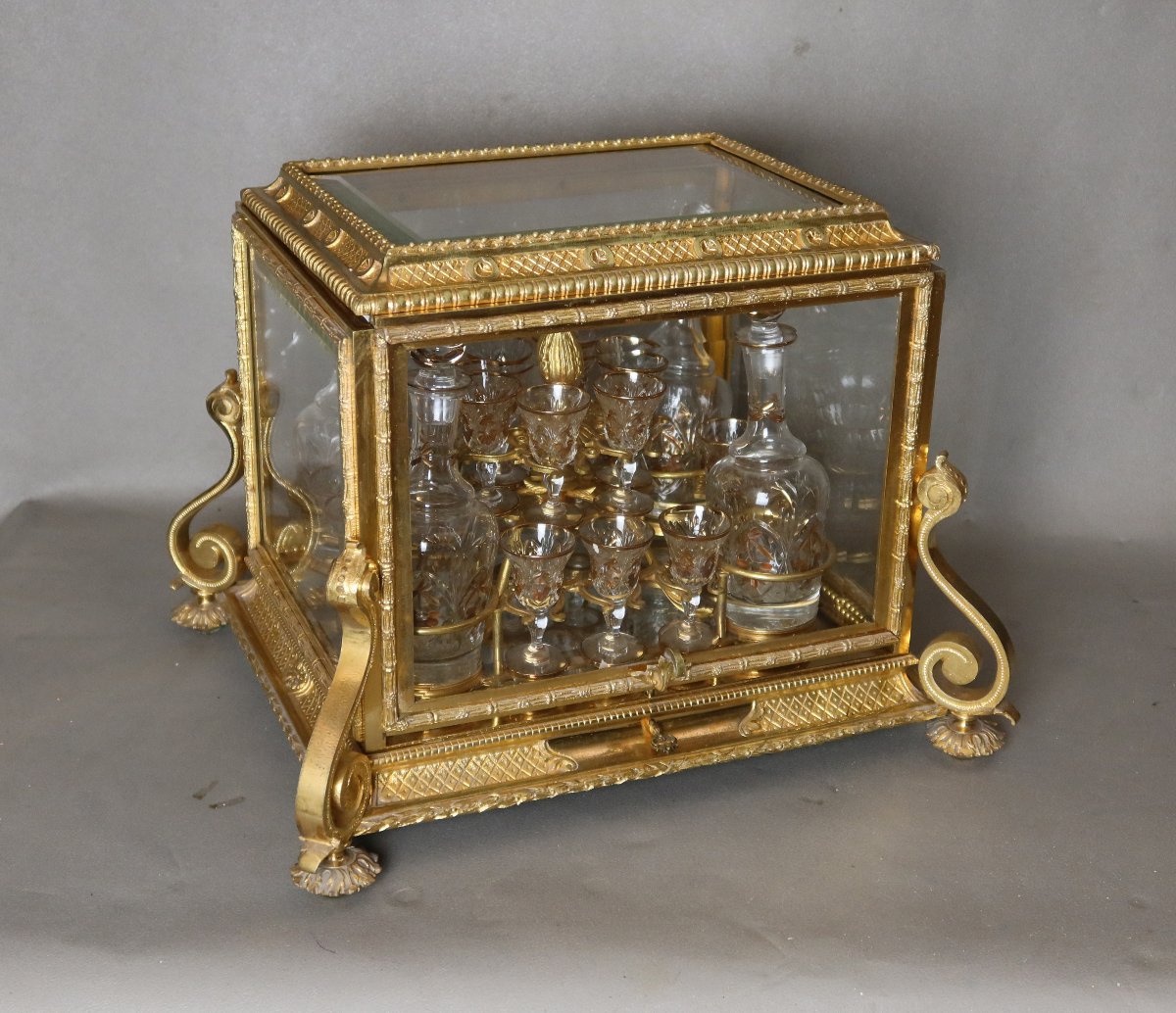19th-century Gilded Bronze Liquor Cabinet