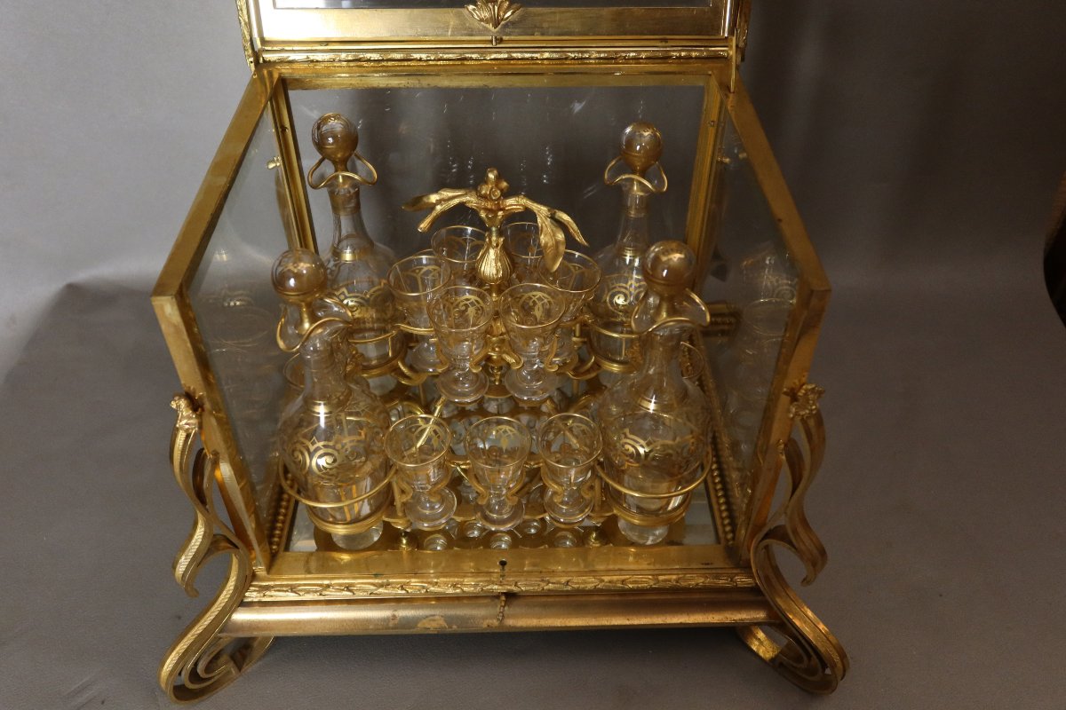 19th-century Gilded Bronze Liquor Cabinet-photo-4
