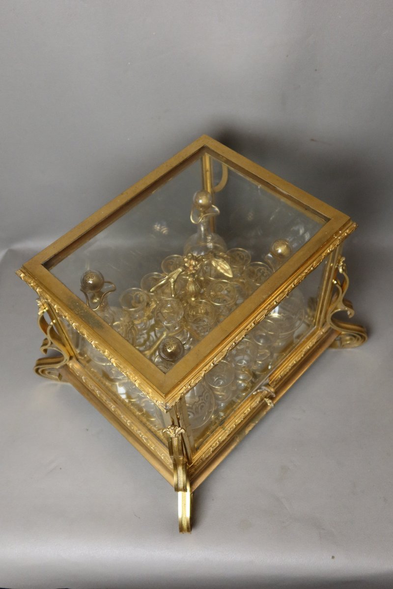 19th-century Gilded Bronze Liquor Cabinet-photo-4