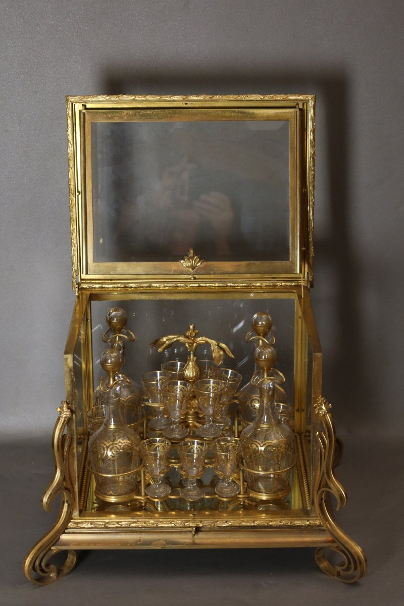 19th-century Gilded Bronze Liquor Cabinet-photo-7