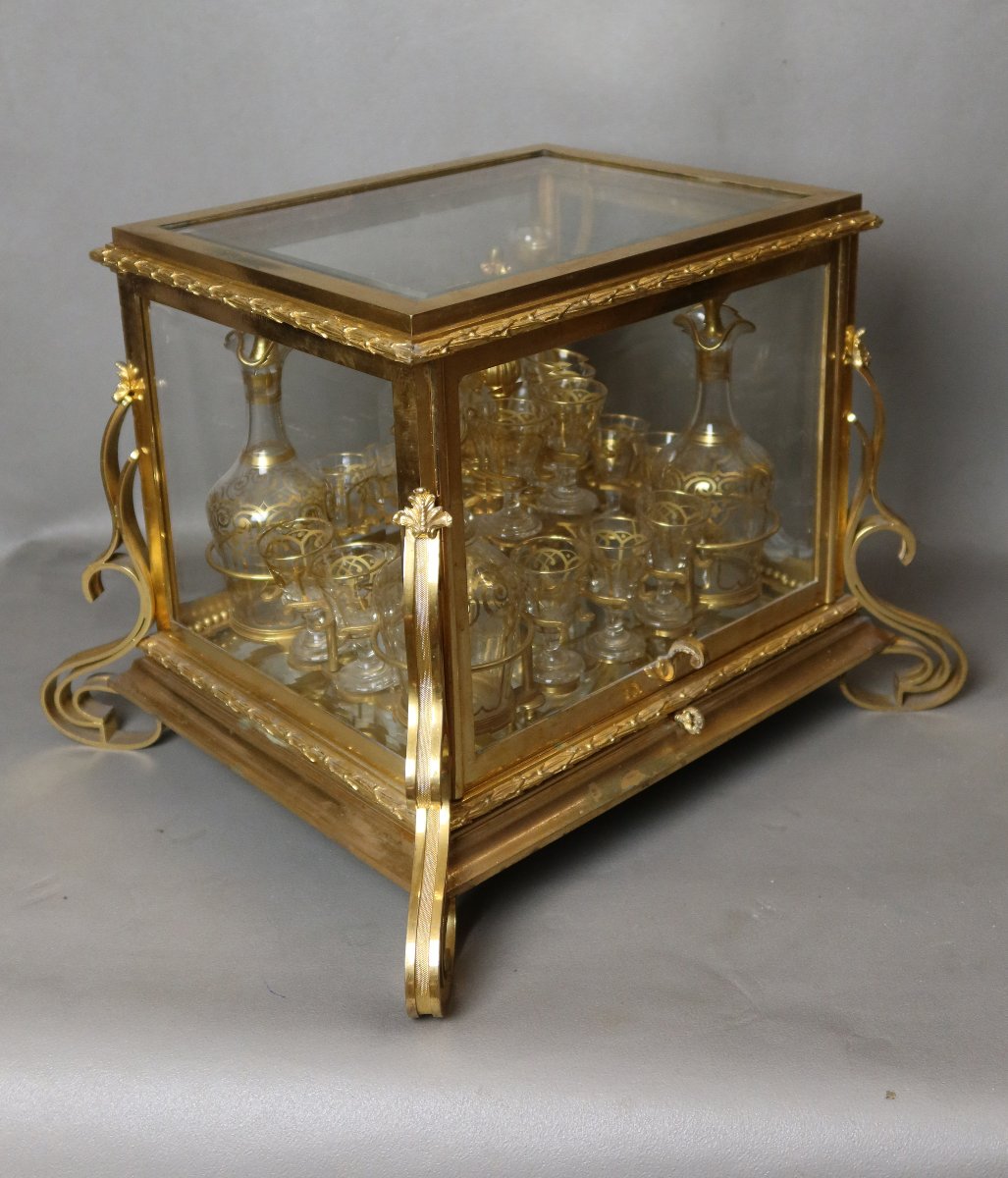 19th-century Gilded Bronze Liquor Cabinet