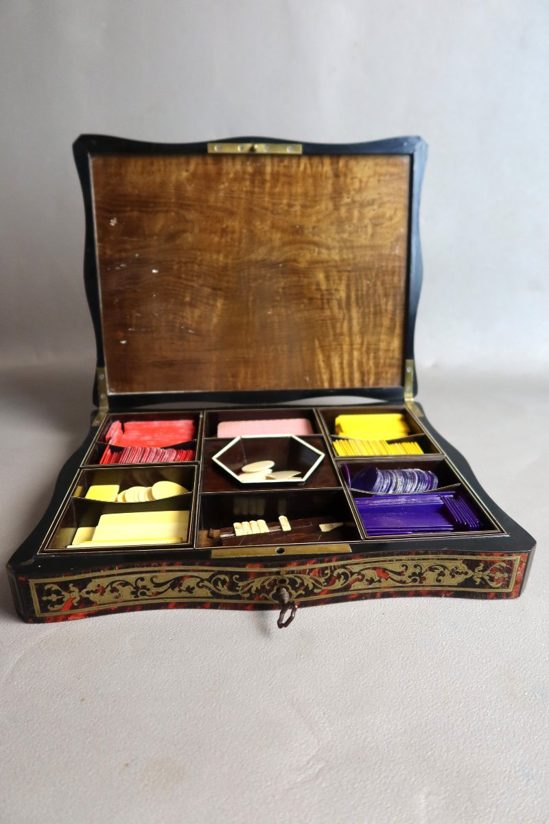 Coffret à jeux en marqueterie Boulle -photo-2
