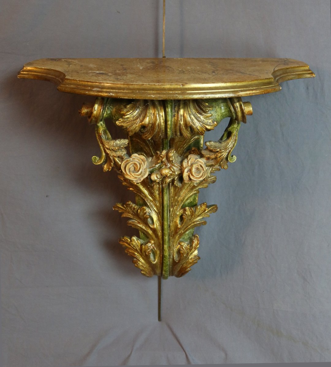 Paire de consoles en bois peint sculpté XXème siècle-photo-2