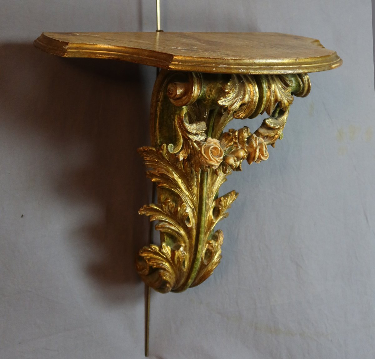 Paire de consoles en bois peint sculpté XXème siècle-photo-2