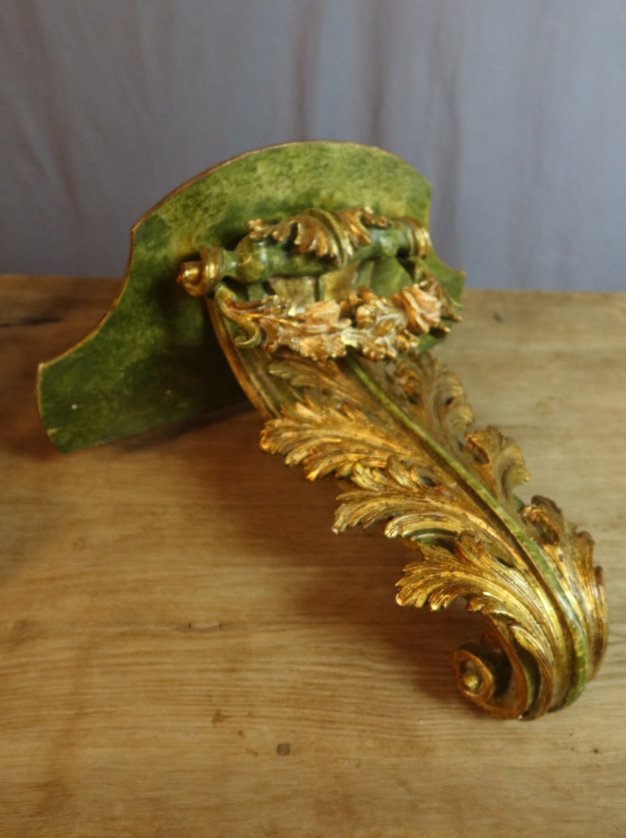Paire de consoles en bois peint sculpté XXème siècle-photo-4