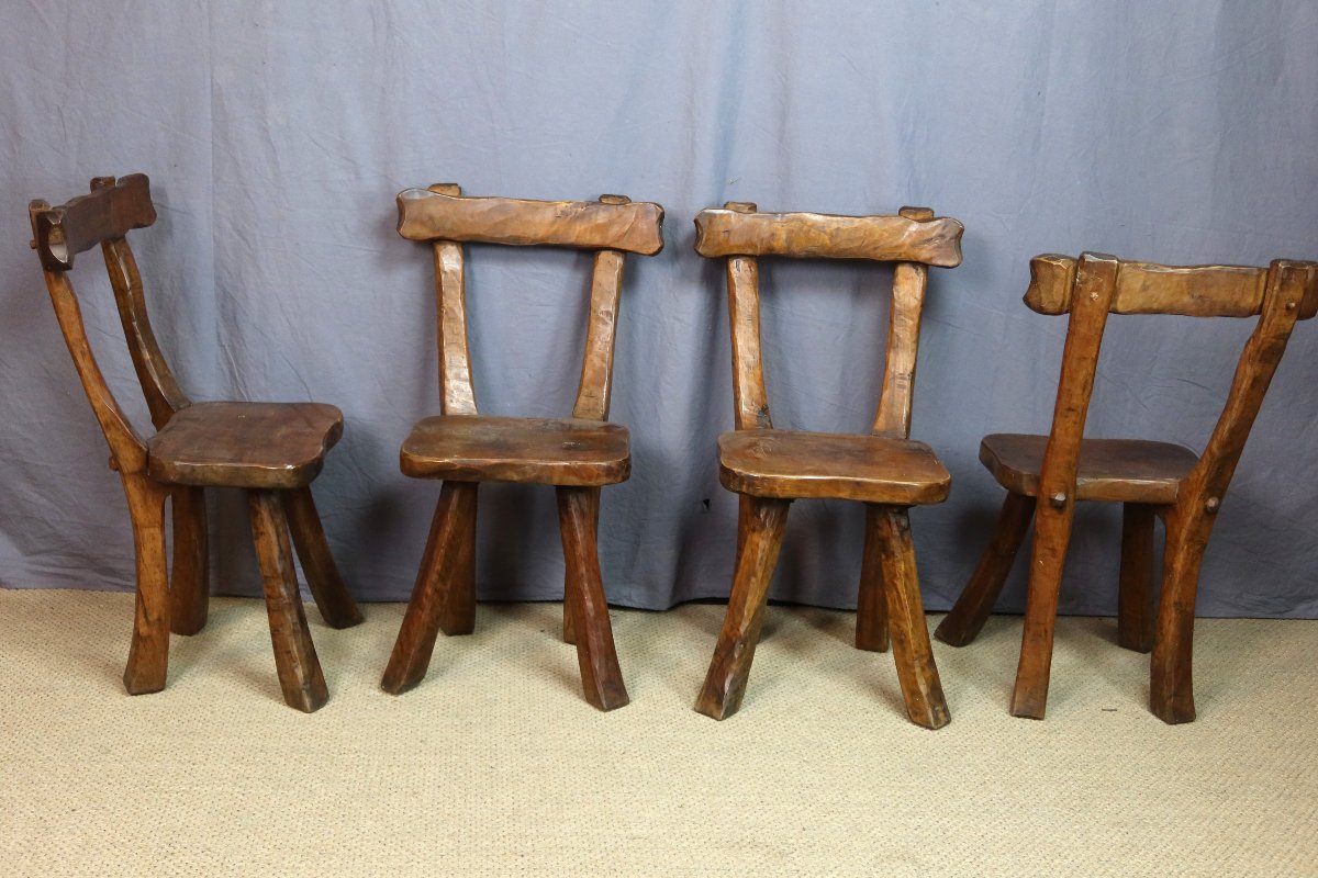Set Of Four Brutalist-style Chairs-photo-3