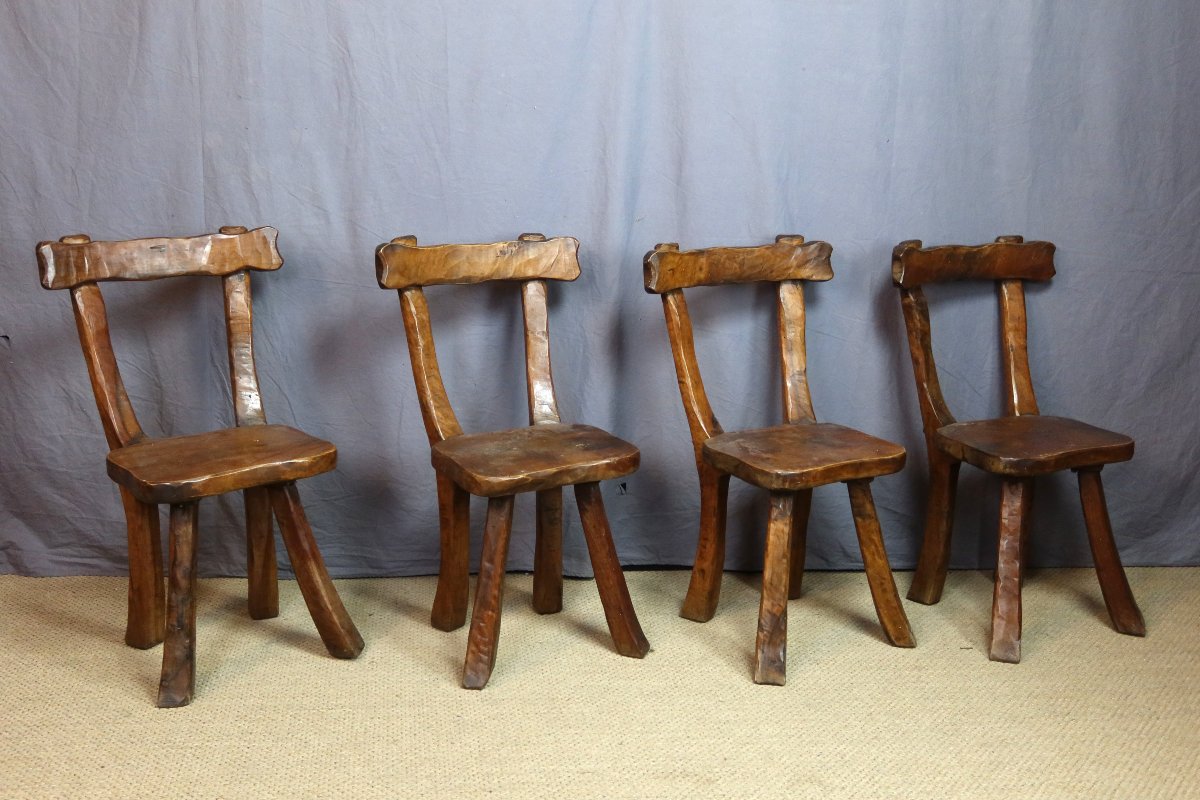 Set Of Four Brutalist-style Chairs