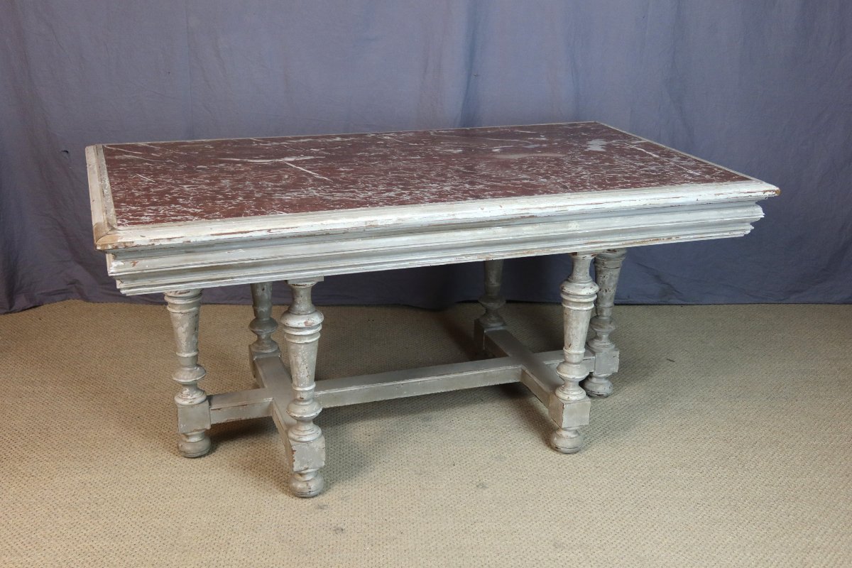 19th-century Painted Wooden Coffee Table-photo-2