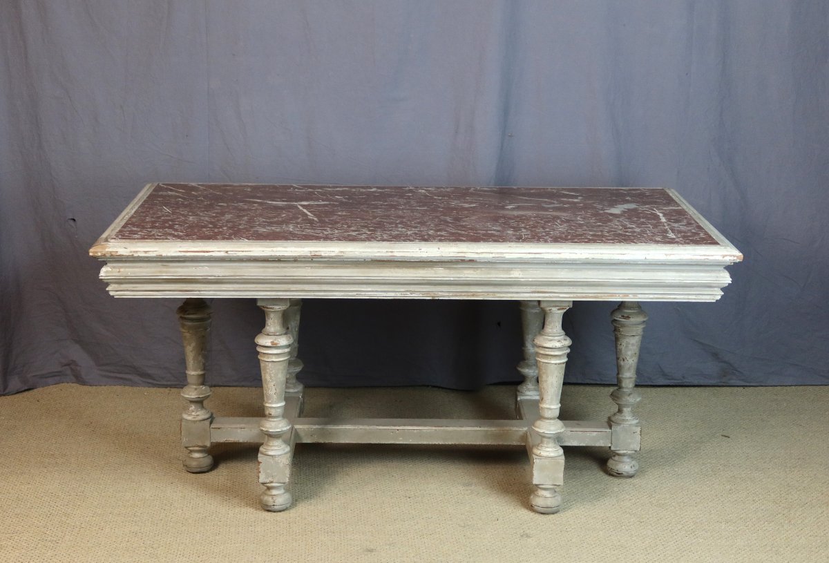 19th-century Painted Wooden Coffee Table-photo-1